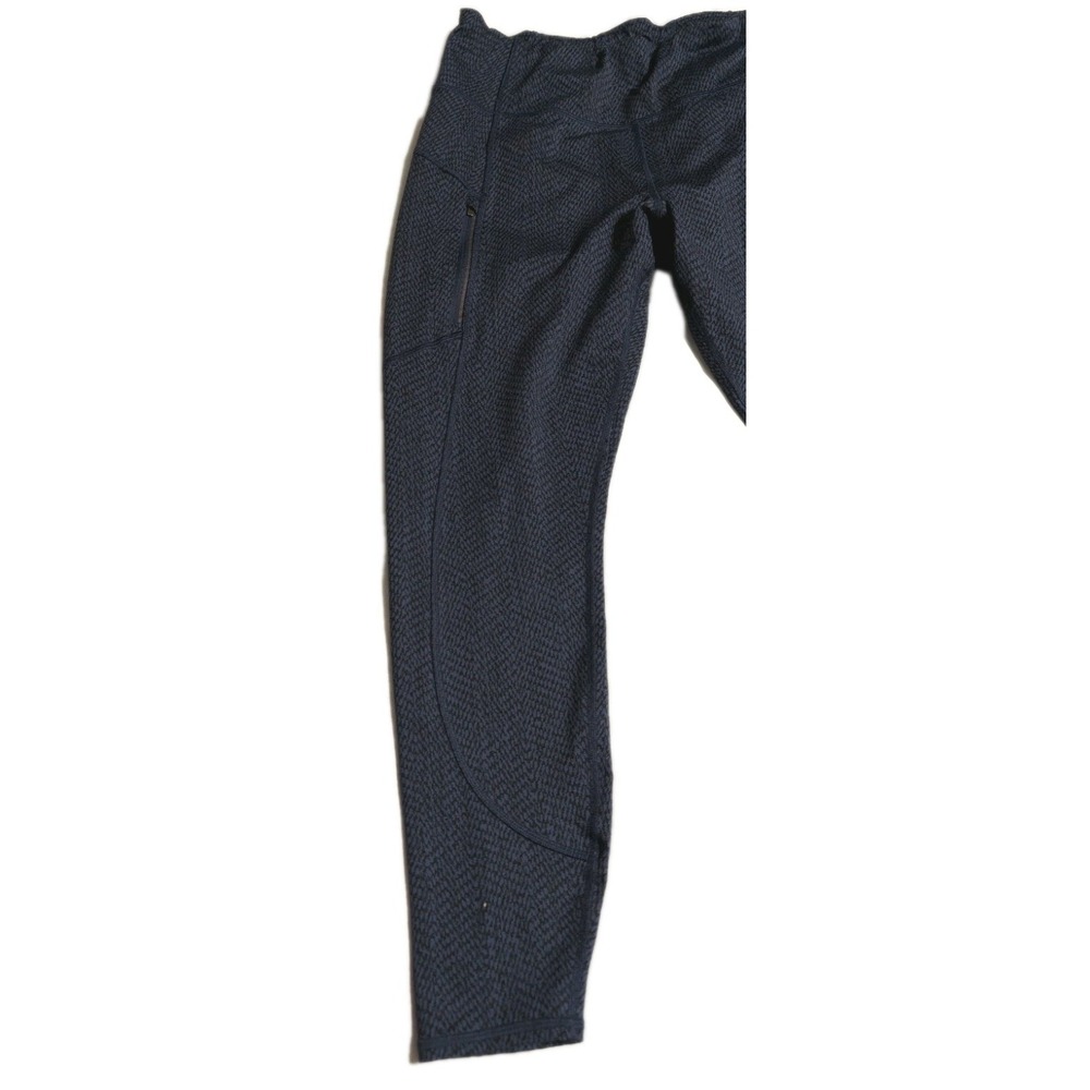 Athleta Rainier Textured Tight Leggings Women's M Navy Zip Pockets - Picture 2 of 6